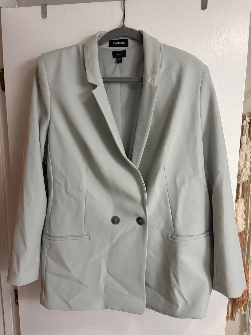 Express Mint Green Double-Button Blazer